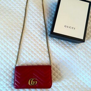 Gucci Marmont Chain Flap Leather Bag